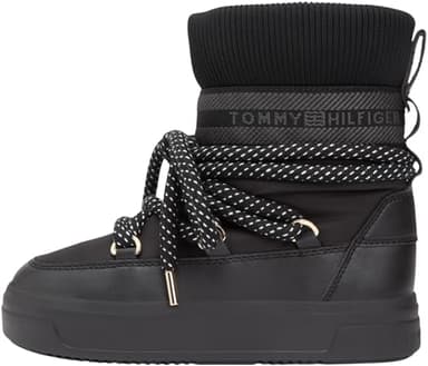 Tommy Hilfiger Damen Schneestiefel wasserabweisend Fw0fw09260 Outdoor, Black, 38 EU