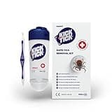 KICK THE TICK Vereisungsspray und Profi Zeckenzange im Zeckenentferner Set - Über 80 Anwendungen - Schmerzfreie Zeckenentfernung bei Hunden & Menschen - Zeckenmittel für große & kleine Zecken