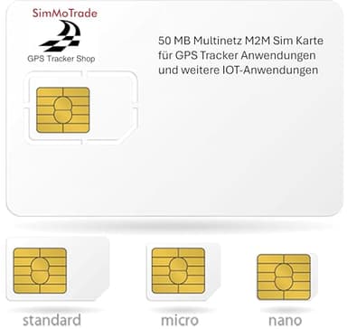 Simmotrade® M2M Multinetz SIM-Karte für GPS Tracker, Smart Home, Sicherheit, Sensorik, Datenübertragung, Smart City, IOT, Triple-SIM