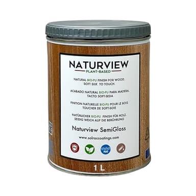 NATURVIEW Wasserbasierter Bio-Polyurethanlack für Holz im Innenbereich. Soft-Seiden-Touch (1 l, Seidenglänzend) - Holzlack
