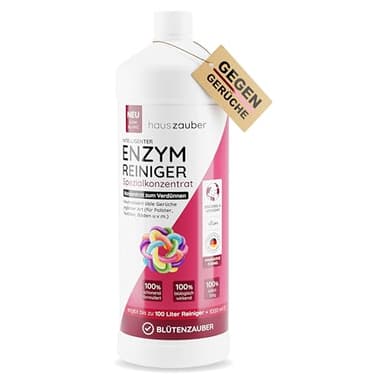 hauszauber - Enzymreiniger Konzentrat - [STARKER GERUCHSENTFERNER] - 1000 ml - Gegen Urin, Katzenurin, Hundeurin, Kot - Geruchsneutralisierer - Blütenzauber