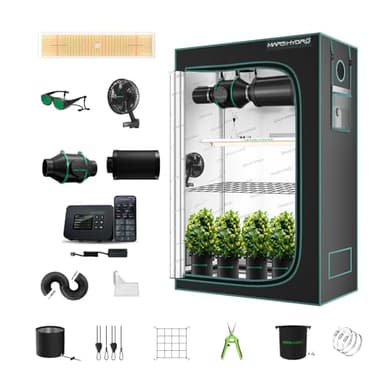 MARS HYDRO TSL2000 Growzelt Komplettset mit Smart Controller43,Vollspektrum Dimmbar Grow Lampe,120X60X180cm 1680D Hohe Reflektivität Grow Box,4" 205CFM Automatischer Belüftungssat,10-Gang-Lüfter