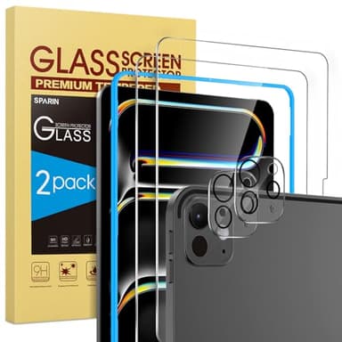 SPARIN Panzer Schutz Glas für iPad Pro 11 Zoll M5/M4 (2025/2024) mit Rahmen Installationshilfe, 2+2 Stück Schutzfolie Folie für iPad Pro 11