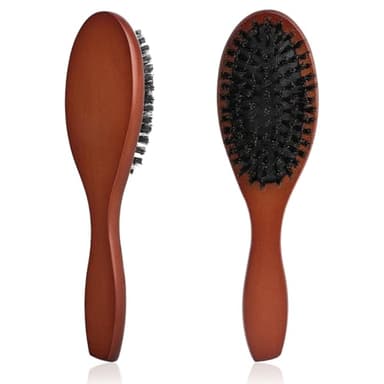 TIESOME Wildschweinborsten Bürste, Haarbürste Wildschweinborsten Bun Borsten Bürste aus Holz Professionell Antistatisch für Damen Herren Kinder Haar Bart Reduziert Haarbruch und Krauses Haarkamm