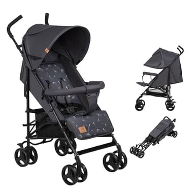 LIONELO Elia Buggy Klein Zusammenklappbar Kinderwagen Bis 15 Kg, Rücken Und Fußstützenverstellung Hinterradbremse, Moskitonetz, Einkaufskorb