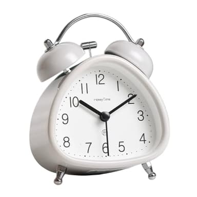 Wecker, Metall-Doppelglocken-Wecker, lautloser nicht-tickender Wecker, Retro-Vintage-Wecker für Schreibtisch, Tisch, Nachttisch mit Nachtlichtfunktion für Tiefschläfer (Grau)