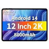 ODEA Tablet 12 Zoll 2K 2000x1200 Display, A12 Android 14 Tablets, 12GB RAM+128GB ROM(2TB TF), 8000mAh, Unisoc Octa Core A75 CPU/GPS/Widevine L1 Netflix/GMS/5G WiFi/BT5.0 [2025]