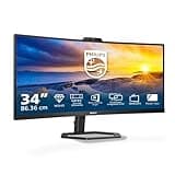 Philips 34E1C5600AM - 34 Zoll WQHD Curved Monitor, Webcam, höhenverstellbar, Laustprecher (3440x1440, 100Hz, 1x HDMI 2.0, 1x DisplayPort 1.2, USB-C (65W PD), USB Hub) schwarz