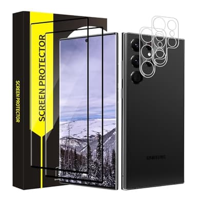 Carantee 2+2 Stück Schutzfolie für Panzerglas für Samsung Galaxy S24 Ultra 5G, Kristallklar Stoßfänger Samsung S24 Ultra Kameraschutz, 3D 9H Härte Ultrabeständig S24 Ultra 5G Displayschutzfolie