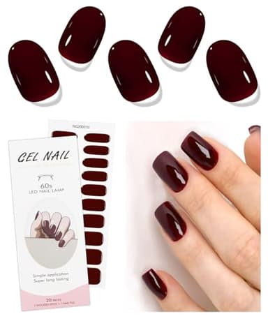 JMEOWIO Nagelfolie Weinrot Gel Nagelfolien Selbstklebend Nail Sticker Uv Härtend Dekoration Nageldesign Zubehör