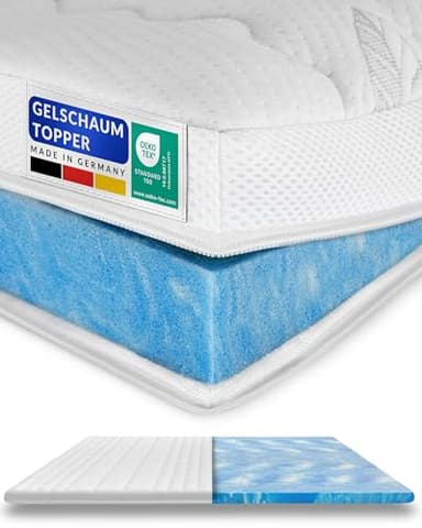 Premium Gelschaum-Topper 180x200 cm mit RG 50 - Hochwertiger Lyocell-Bezug - Antirutschfunktion - Umlaufendes Klimaband - Qualität Made in Germany - Gel-Topper 180 x 200