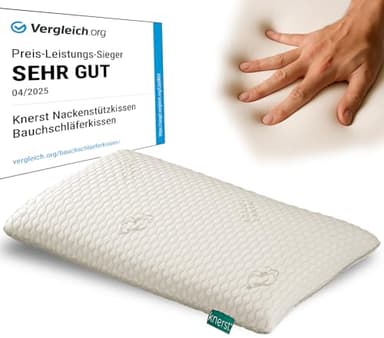 KNERST® Bauchschläferkissen - Ergonomisches Kopfkissen für ultimativen Komfort - Nackenstützkissen - Memory Foam Kissen - Schlafkissen - flaches Kissen für Bauchschläfer [Höhe 6cm]
