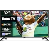 CHIQ 32 Zoll Roku TV, Smart TV, HD HDR10, DVB-T2/T/C/S/S2, Multi-Entertainment, Dolby Audio, Mobile Steuerung, Sprachassistent, BBC, Disney+, 2.4&5G WiFi, USB 2.0, Schwarzer Rahmen L32G5NV
