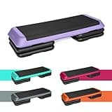 TREXO Steppbrett Aerobic Schritt für Cardio Fitness Stepper für Zuhause Einstellbare Höhe 10|15|20 cm Home Gym Board für Workout bis zu 250 kg Lila 109x41 cm