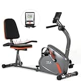 ISE Liegeergometer mit Magnetbremse, Transportrollen, Pulssensoren, LCD-Display, 8 Einstellbaren Widerstandsstufen, Heimtrainer Liegerad/Heimtrainer Senioren, Hometrainer Fahrrad mit Rückenlehne