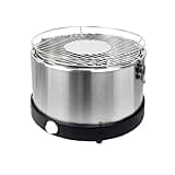 Syntrox Raucharmer Edelstahl Tischgrill mit Aktivbelüftung Molirus | Holzkohlegrill, rund, mit Tasche, Schnell einsatzbereit, 3,7 kg, Kompakter Grill für unterwegs (24,5 cm hoch)