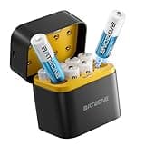 BATZONE Wiederaufladbare Lithium Akkus AA 8-Pack mit Ladegerät, 3000mWh Hohe Kapazität 1.5V AA Batterien, Lang anhaltende wiederaufladbare AA Li-ion Batterie mit Integrierter Charing Aufbewahrungsbox