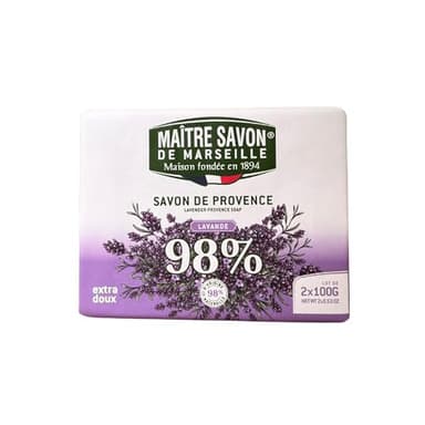 Maître Savon de Marseille - Provence-Seife Lavendel – Extra Mild – 2x100g – 99% Natürliche Inhaltsstoffe – Hände & Körper