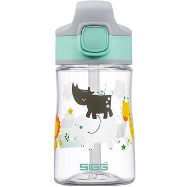 SIGG - Tritan Trinkflasche Kinder - Miracle Jungle - Mit Trinkhalm - Auslaufsicher - Spülmaschinenfest - Microwellengeeignet - Kratzresistent - BPA-frei - Schule & Sport - Grün mit Tieren - 0,35L