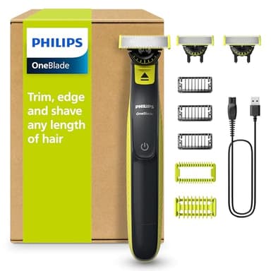 PHILIPS OneBlade 360 Face & Body - elektrischer Rasierer, Trimmer & Bodygroomer, 3x 360 Klingen, 3x Trimmaufsätze (1/3/5 mm), 2x Körperaufsätze, Nass- & Trockenrasur für Gesicht & Körper (QP2824/31)