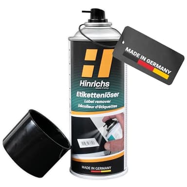 Hinrichs Etikettenentferner 400ml - Klebstoffentferner & Etikettenlöser Spray - Kleberentferner für Fensterrahmen, Sticker uvm. - Entferner für Aufkleber, Klebereste & Etiketten - Kleber Remover