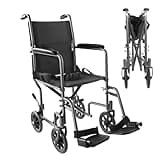 PEPE Mobility - Rollstuhl Faltbar Leicht Schmal (Sitz 38 cm), Transportrollstuhl aus Stahl, Indoor für Ältere Menschen, mit Fußstütze