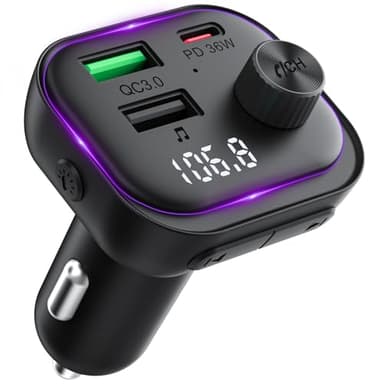 Bluetooth Adapter Auto FM Transmitter PD 36W QC3.0 18W Schnelles Autoladegerät KFZ Bluetooth 5.3 HiFi Sound Musik-Player Radio Zigarettenanzünder USB C Freisprechanlage Unterstützt BT U-Disc