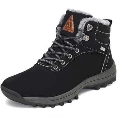 Mishansha Winterstiefel Herren Gefüttert Winterschuhe Männer Wasserdicht Warme Wanderschuhe Winter Trekkingschuhe Outdoorschuhe Winter rutschfest Schneestiefel Schwarz 43 EU