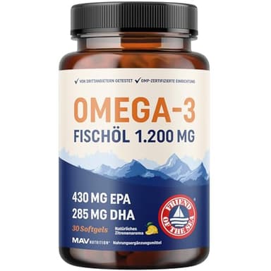 Dreifach Starkes Omega-3-Fischöl 1200 mg | EPA & DHA | Wildgefangen, Nachhaltig Gewonnen Omega-3-Fettsäuren | Premium Geruchsneutrale Omega-3-Kapseln | Beste Essenzielle Fettsäuren Weichkapseln