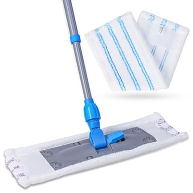 Wischmopp Bodenreiniger Bodenwischer +2 Bezüge Mikrofaser Mopp + Teleskopstiel