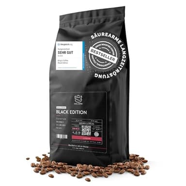 KING'S COFFEE - BLACK EDITION - 1kg Kaffeebohnen Crema Intense - säurearmer Kaffee - kleine Chargen-Röstung aus Italien - kräftige Arabica Espresso Bohnen (Blend) für Vollautomaten & Siebträger