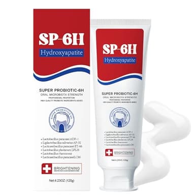 SP-6H Hydroxylapatit Zahnpasta, Zahnpasta ohne Fluorid mit 6 Probiotika, Zahnaufhellung & Zahnschmelzschutz für weiße Zähne, Linderung von Empfindlichkeit und frischer Atem durch Hydroxylapatit-Formel