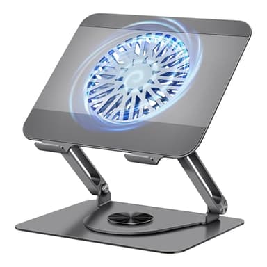 ICARE Laptop Ständer mit Magnetischem Laptop Kühler, 360° Schwenkbar, 10KG Tragkraft und 18dB Leise, Laptopständer für Laptops und Tablets bis 16 Zoll, Gunmetal Grey