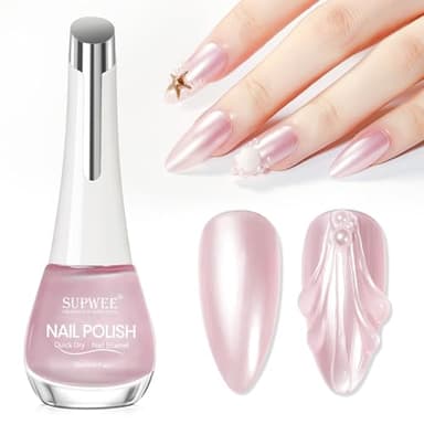 SUPWEE Rosa Schimmer Nagellack, Nagellack Schnelltrocknend mit Aurora Perlmutt Effekt Langlebig Shine Pearl Nail Polish Oil Based Home Maniküre Salon 16ML