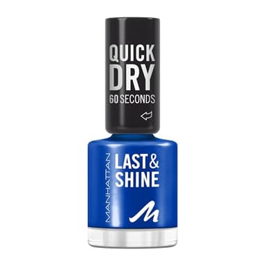 MANHATTAN Last & Shine schnelltrocknender Nail Polish, veganer & tierversuchsfreier Nagellack, langanhaltend, ultraglänzendes Finish, 8ml, Fb. 828 Danny Boy Blue