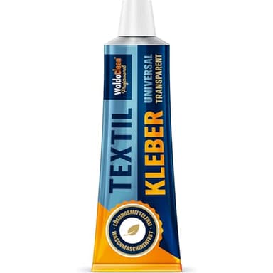 Textilkleber 60g flexibel und wasserfester Stoffkleber - für Stoffe, Leder, Textilien und PVC, Transparenter Kleber, wasch- und bügelfest, geruchsarm und lösungsmittelfrei