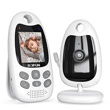 BOIFUN Babyphone mit Kamera 2 Zoll Tragbares Vox-Funktion Temperatursensor Nachtsicht-Video-Babyfon 2,4 Ghz, Intelligentes Standby Baby Monitor Gegensprechanlage Schlaflieder Lange Akkulaufzeit, 720p