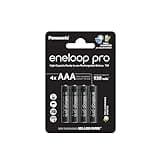 eneloop pro, AAA/Micro NI-MH Akku, 4er-Pack, Kapazität mit min. 930 mAh, Ready-to-Use NI-MH Akkus, bis zu 500 Mal wiederaufladbar, plastikfreier Verpackung, pro, schwarz