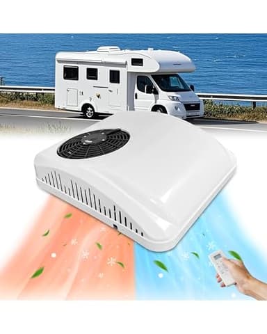 Treeligo Dachklimaanlage für Wohnmobile 9500 BTU Heizung & Kühlung, 12 Volt DC AC, bürstenlose Kompressoren, Ultra-Leise für LKW, Wohnmobile, Wohnwagen, Wohnwagen, Anhänger und Wohnmobil