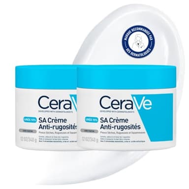 CeraVe SA Urea Glättende Feuchtigkeitscreme für den Körper, Creme für trockene, raue und unebene Haut, Mit Urea, Salicylsäure, Hyaluron und 3 essenziellen Ceramiden, 2 x 340 g