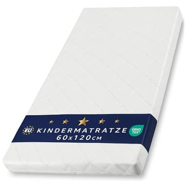 Matratze Kinderbett Mattress 60x120 cm Kindermatratze für Babybett Reisebett Beistellbett und Gitterbett Kinderbettmatratze Bettmatratze für Baby und Kinder 60 x 120 Oeko-Tex