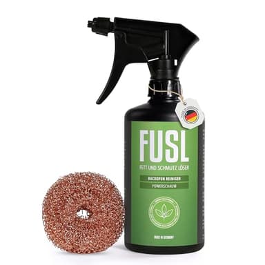 FUSL Backofenreiniger Powerschaum extra stark + Kopperschwamm - Ofenreiniger mit innovativer 360° Sprühfunktion für mühelose Reinigung von Backofen, Backblech und mehr - Made in Germany