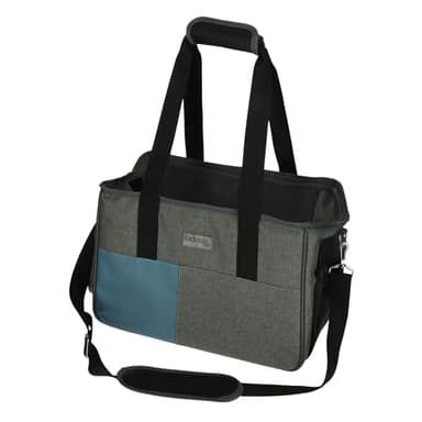 Kerbl Pet Tragetasche Vacation, Hundetasche, Transporttasche, grau, blau, 40x20x27cm, Nylon, Hunde, Katzen, bissfeste Netzeinsätze, Bezug waschbar