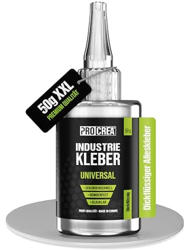 PROCREA® Sekundenkleber Gel (50g) "Universal" [mit Anti-Austrocknungs-Spitze] Extra starker, transparenter & dickflüssiger Alleskleber - Industriekleber für Plastik, Kunststoff, Glas, Holz, Metall