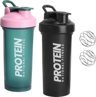 2PCS Protein Shaker 700ML Eiweiß Shake Becher Mit Kugel, ML Anzeige, Auslaufsicher Eiweiss Schüttelbecher Proteinshaker Gym Fitness Flasche Eiweißshaker Shakebecher für Cremige Proteinpulver Whey, D