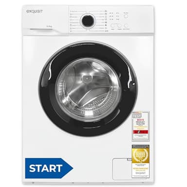 Exquisit Waschmaschine, 6 kg Fassungsvermögen, energieeffizienter Betrieb, 16 Programme, einfache Bedienung, kompakte Bauweise, WA56110-020A weiss