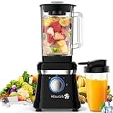 Howork Standmixer Hochleistungsmixer 1200W Mixer Smoothie Maker 1.6L Standmixer Glas, 2 Geschwindigkeitsstufen + Impulsfunktion, 6 Messer aus Edelstah mit 400ml Reisebecher und Bürste