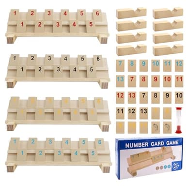 GMMG Rummy Cup Reisespiel, Rummy Holzspiel, Spielsteinen Mit 106 Spielsteinen für 2 Bis 4 Spieler