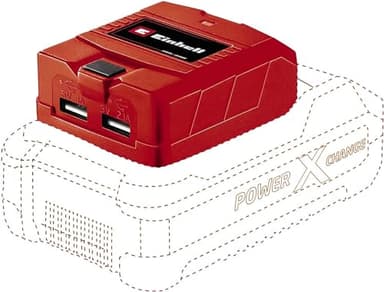 Einhell USB-Akku-Adapter TC-CP 18 Li USB-Solo Power X-Change (für 18 V PXC Akkus, mobiles Laden von Smartphone, Tablet und Co., 2 USB Anschlüsse, Lieferung ohne Akku)