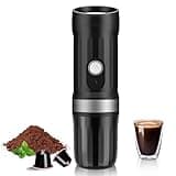 APIOTEIA tragbarer Espressomaschine, 20 Bar Elektrische Selbstheizender Espressokocher, Kompatibel mit Gemahlenem Kaffee & NS-Kapsel (Schwarz)